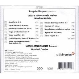 Josquin Des Prés, Weser-Renaissance, Manfred Cordes - Missa Ave Maris Stella / Marian Motets. CD