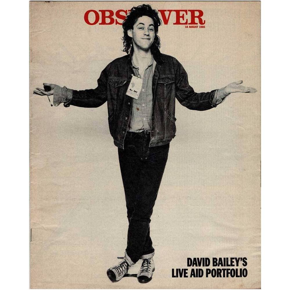 Observer Magazine 18th August 1985. David Bailey's Live Aid Portfolio. Bob Geldof