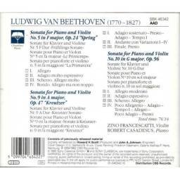 Beethoven, Zino Francescatti, Robert Casadesus - Violin Sonatas No. 5 Spring. No. 9 Kreutzer. No. 10. CD