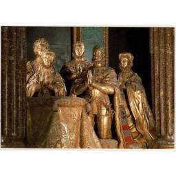 Postal Madrid. Monasterio de El Escorial. Estatuas orantes de Felipe II