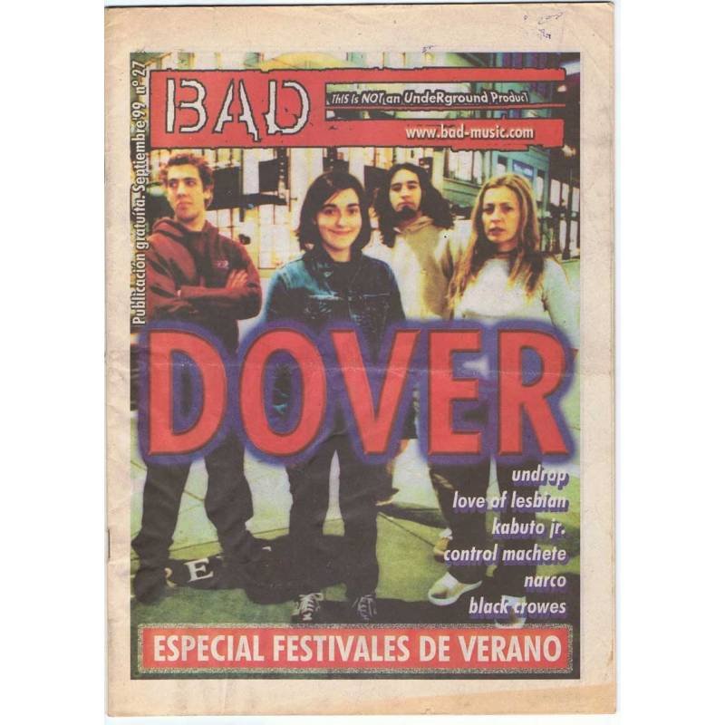 Revista BAD Nº 27. 1999. Dover. Undrap. Love of Lesbian. Kabuto Jr. Control Machete. Narco