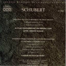 Schubert - Sinfonía No. 8 Inacabada. Cuarteto para cuerda No. 14 La muerte y la doncella. CD