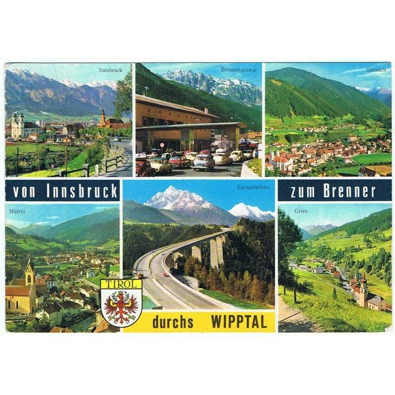 Postal Durchs Wipptal von Innsbruck zum Brenner, Austria. Escrita y circulada 1968