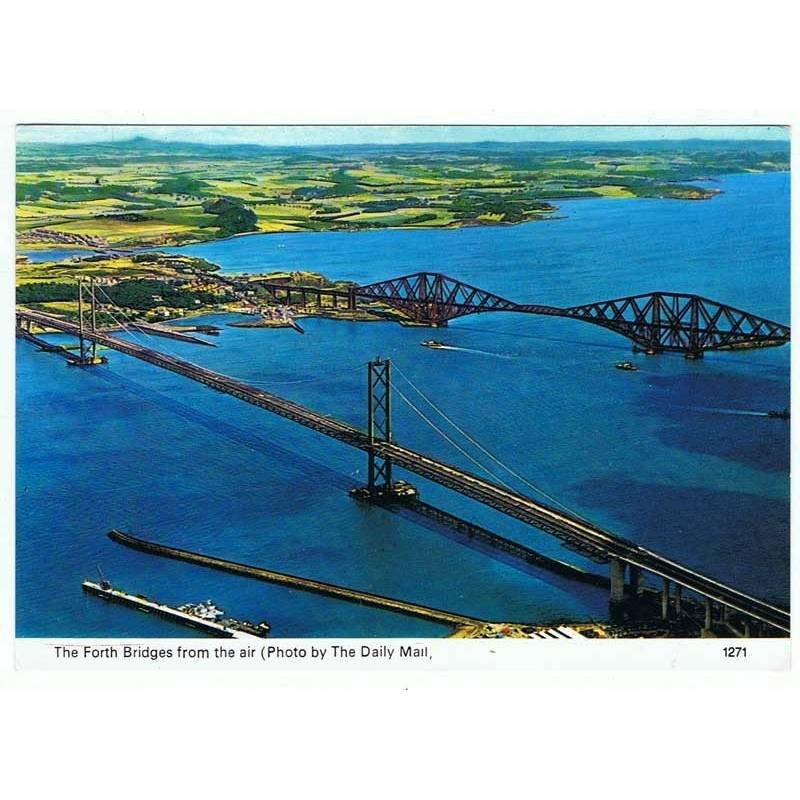 Postal The Forth Bridges from the air. Escocia, Reino Unido. Sin circular