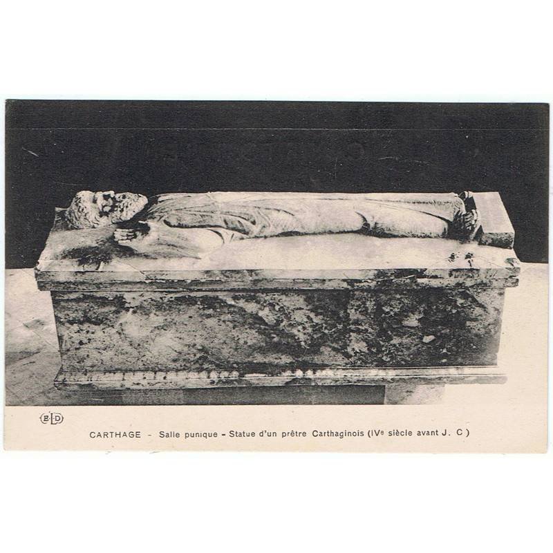 Postal Túnez. Carthage. Salle punique. Statue d'un petre Carthaginois