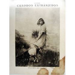 Recorte Revista La Esfera 1916. Litografía En la Costa. Cuadro de Ch. Wathoin