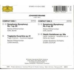 Brahms - Symphonies Nos 1 & 4, Tragic Overture, Haydn Variations. 2 x CD