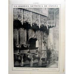 Recorte Revista La Esfera 1916. Detalle del coro de Santo Tomás (Avila)