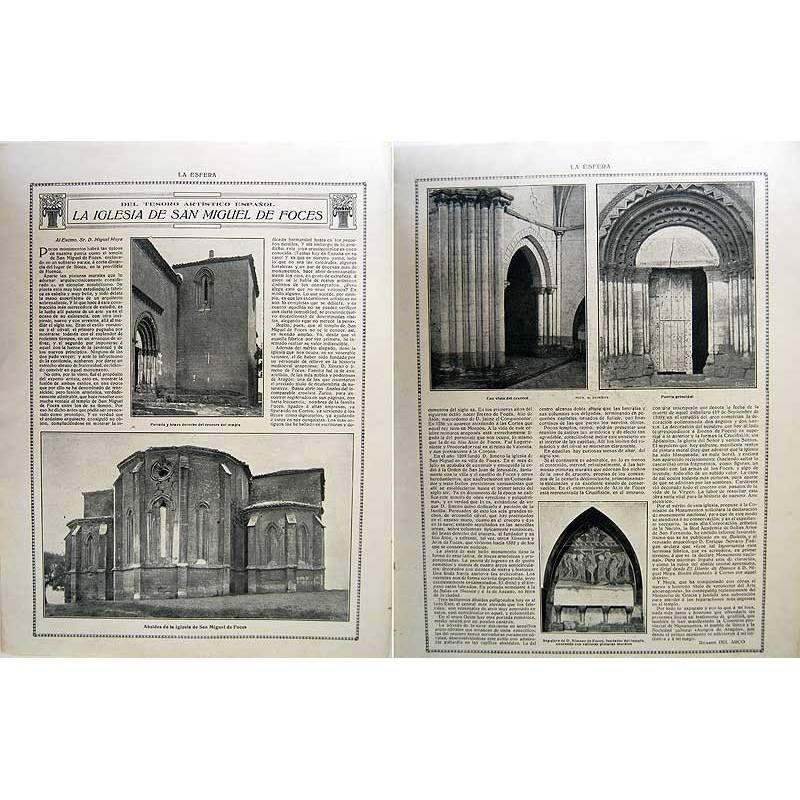 Recorte Revista La Esfera 1916. Reportaje La Iglesia de San Miguel de Foces
