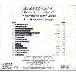 Schola Gregoriana of Cambridge - Gregorian Chant. Like the Sun in his Orb. CD