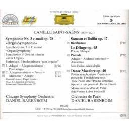 Camille Saint-Saens, Daniel Barenboim - Symphonie Nr. 3. Orgel. Danse Macabre. Bacchanale. Le Deluge. CD