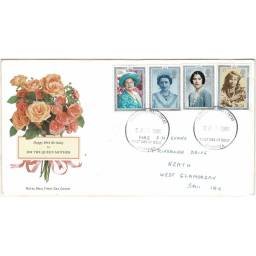 Reino Unido. Sobre Primer Día (FDC) Happy 90th Birthday to H.M. The Queen Mother + tarjeta