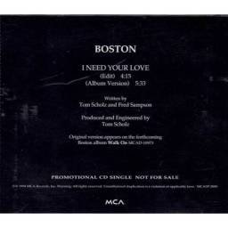 Boston - I Need Your Love. Single Promo. CD