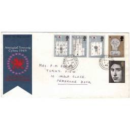 Reino Unido. Sobre Primer Día (FDC) Arwisgiad Tywysog Cymru + tarjeta 1969