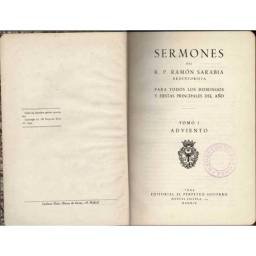 Sermones. Para todos los domingos y fiestas principales del año. Tomo I. Adviento - Ramón Sarabia