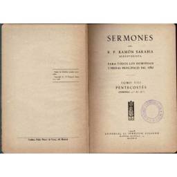 Sermones. Para todos los domingos y fiestas principales del año. Tomo VIII. Pentecostés - Ramón Sarabia