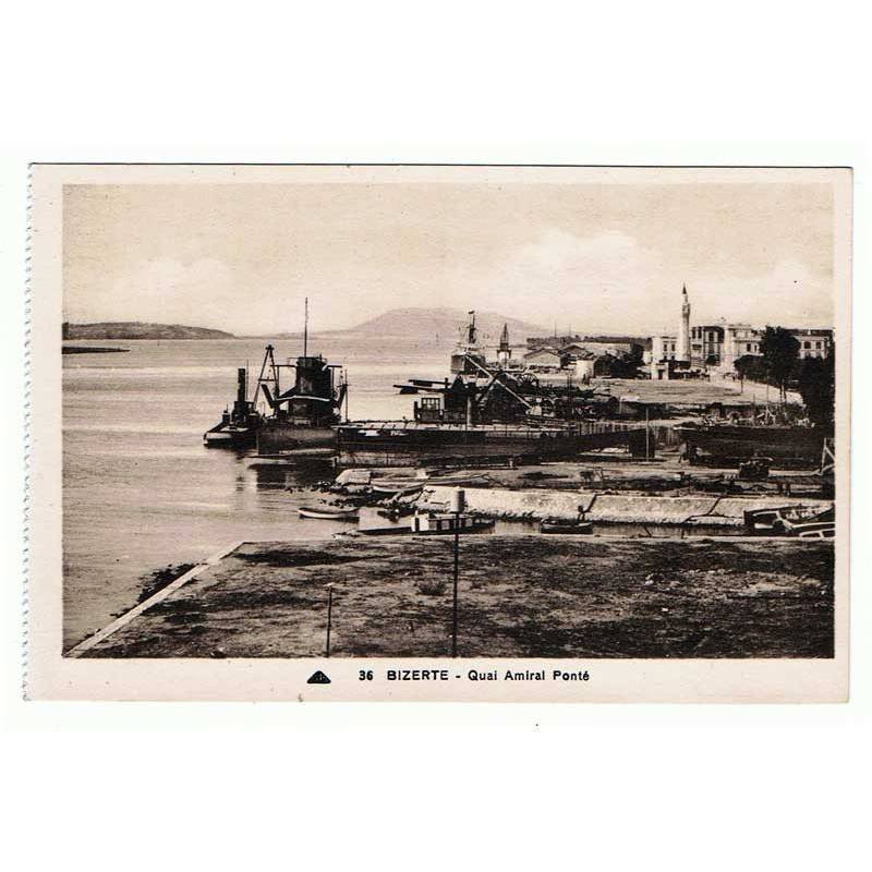Postal Túnez. Bizerte - Quai Amiral Ponté. Nº 36