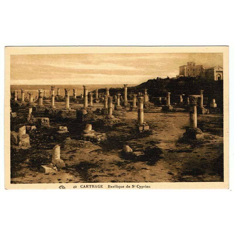 Postal Túnez. Carthage - Basilique de S'Cyprien. Nº 42