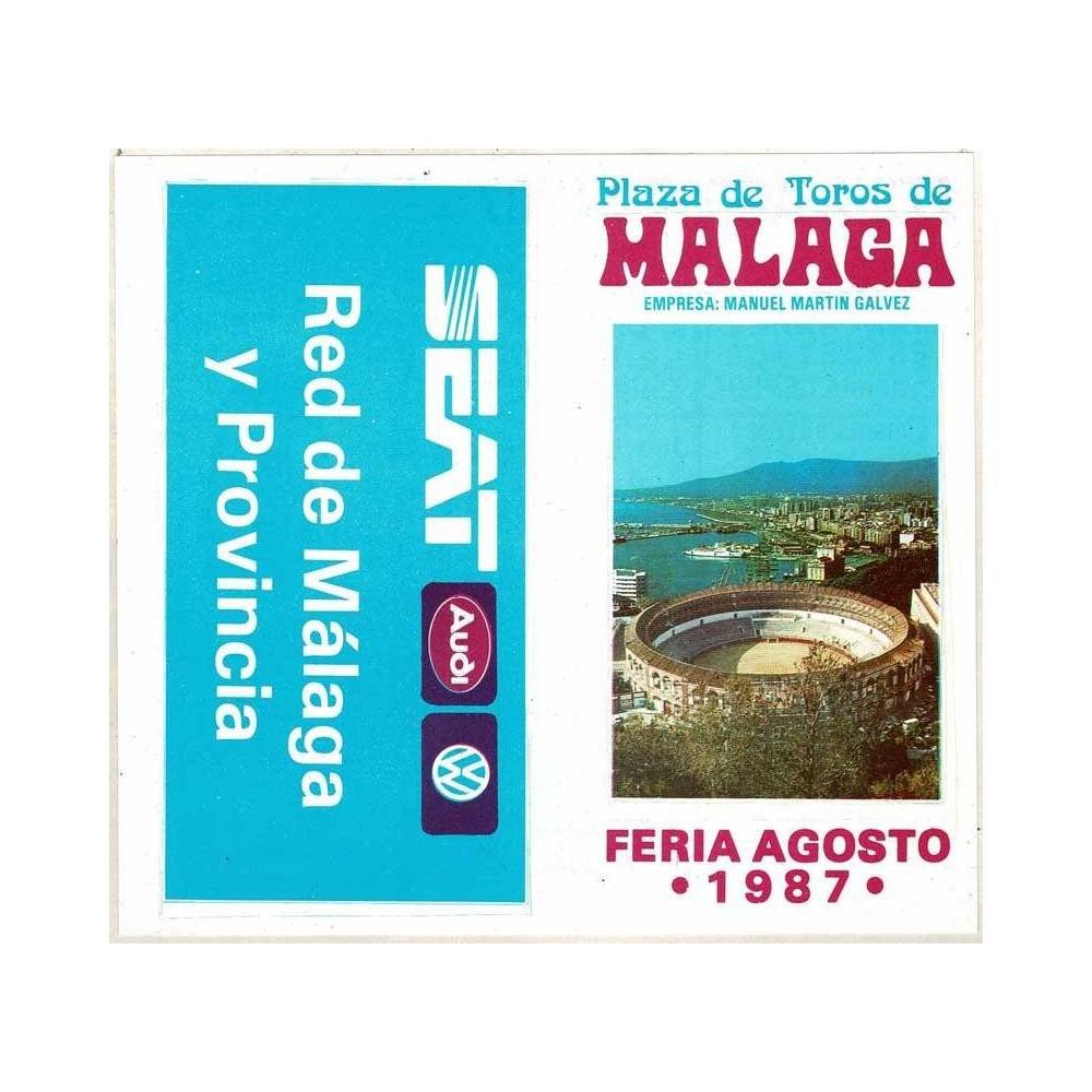 Folleto Plaza de Toros de Málaga. Feria Agosto 1987. Publicidad Seat