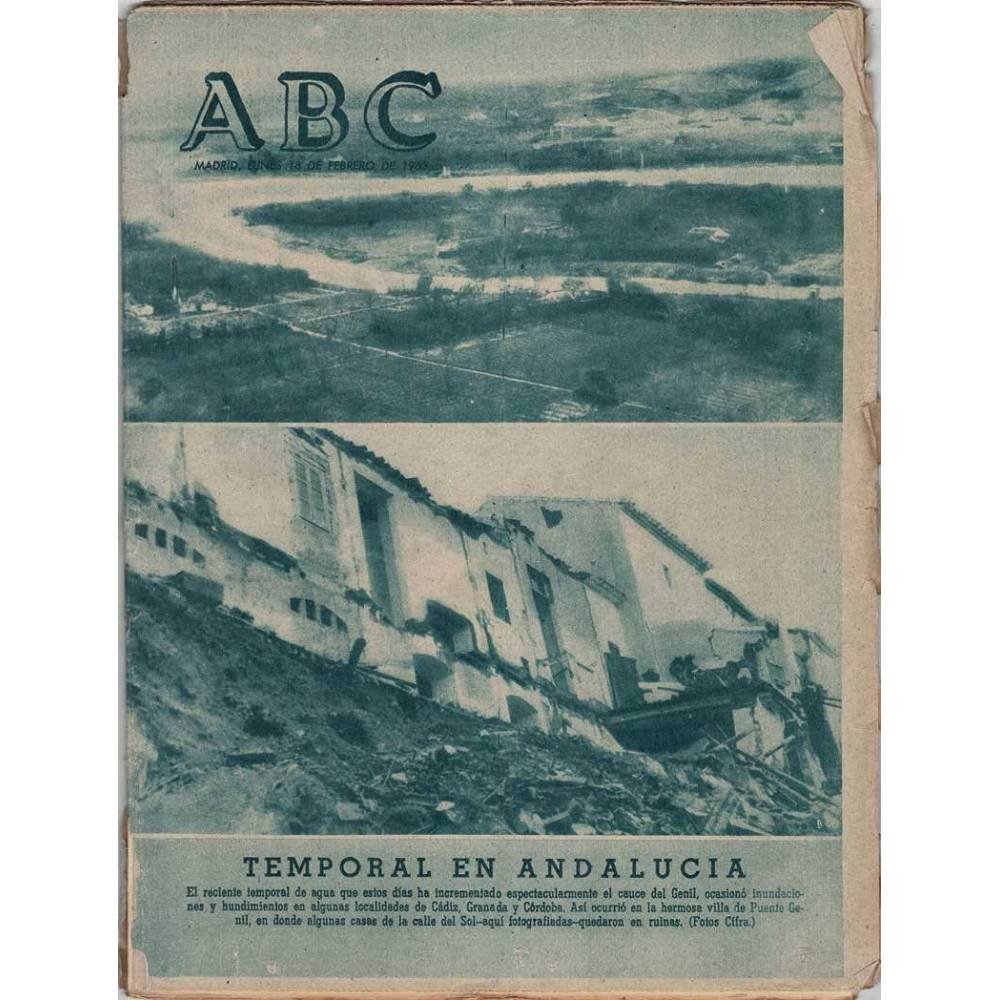 Periódico ABC 18 febrero 1963. Temporal en Andalucía