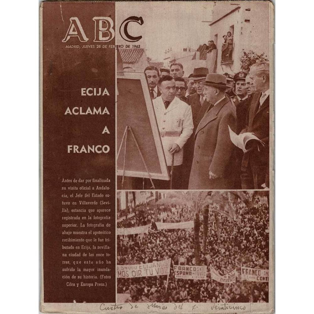Periódico ABC 28 febrero 1963. Ecija aclama a Franco