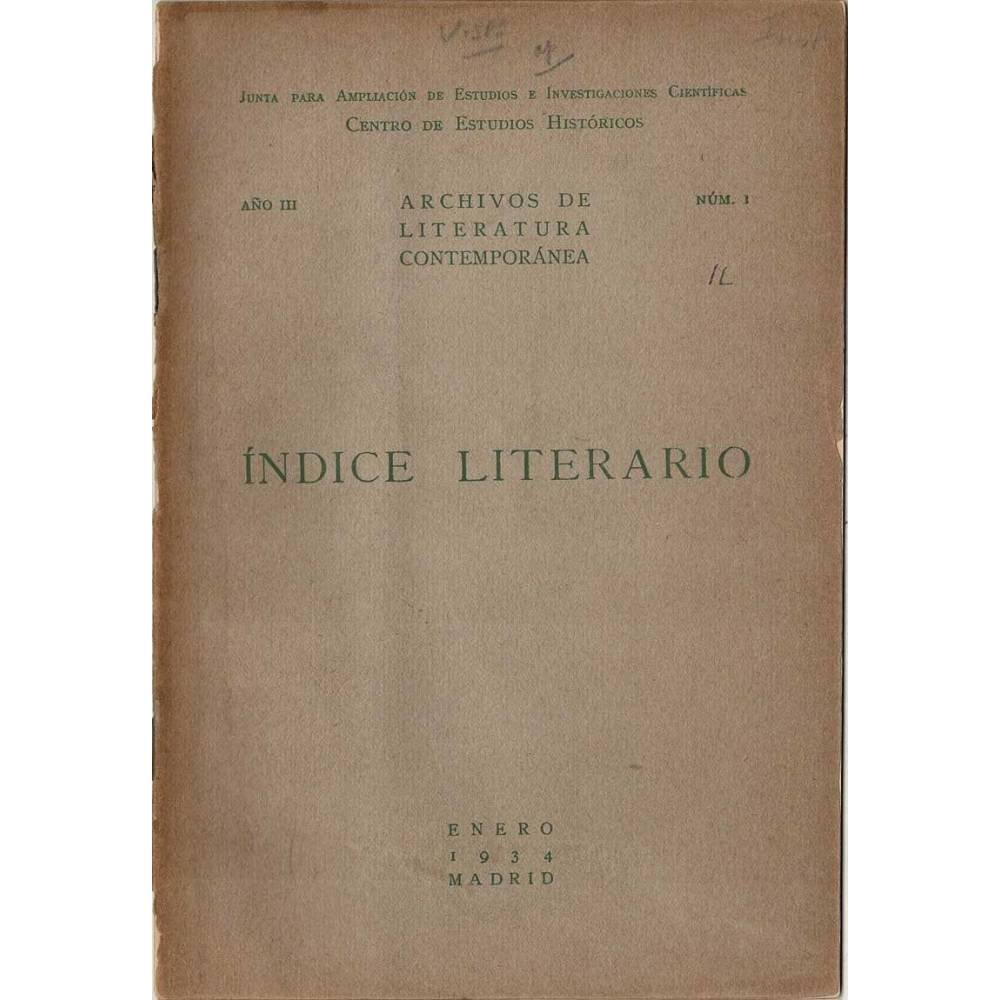 Indice Literario. Año III. Nº I. Enero 1934. Una novela de Baroja