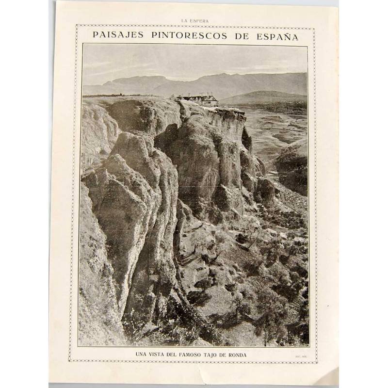 Recorte Revista La Esfera 1916. Paisajes pintorescos de España. El Tajo de Ronda