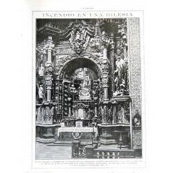 Recorte Revista La Esfera 1916. Incendio en una iglesia. Virgen de las Angustias, Granada