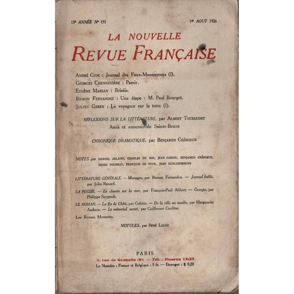 La Nouvelle Revue Française Nº 155. 1º aout 1926
