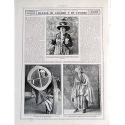 Recorte Revista La Esfera 1916. Fiestas de caridad y vanidad. Acción Social de la Mujer