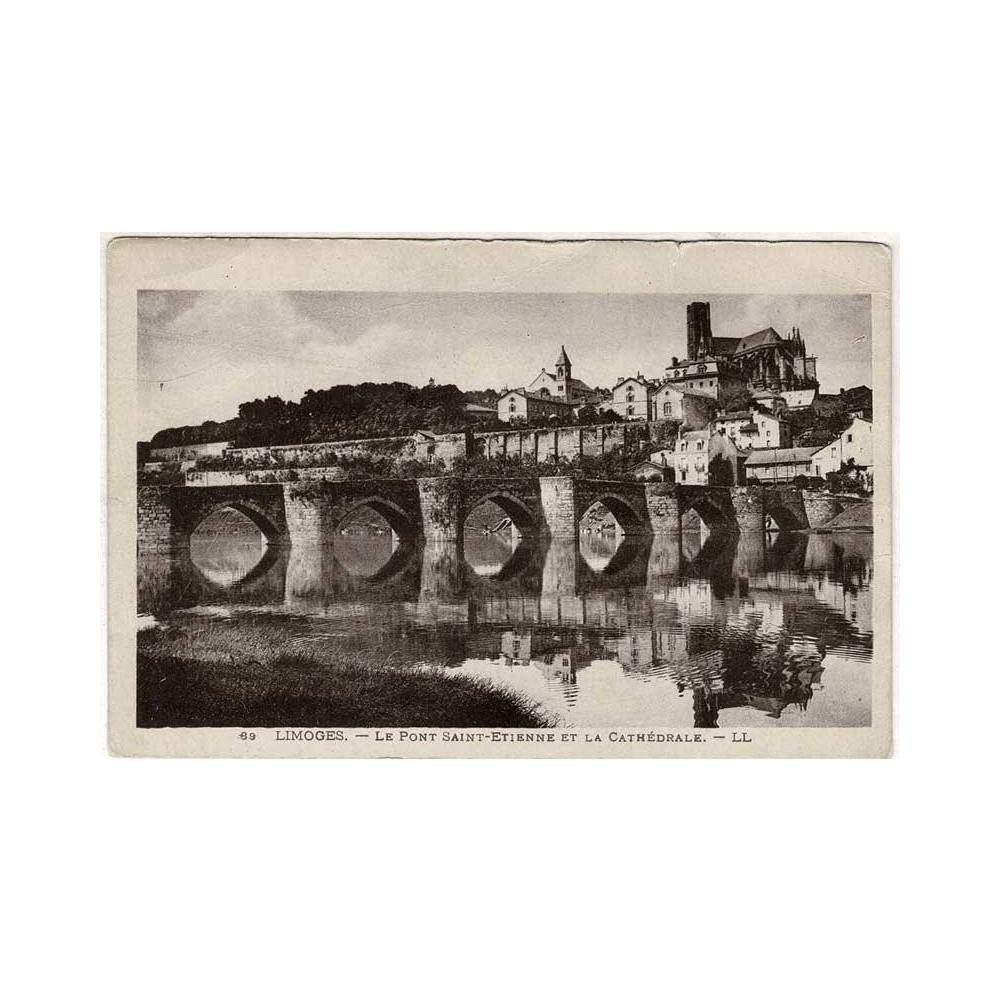 Postal Francia. Limoges. Le Pont Saint-Etienne et le Cathédrale Nº 89
