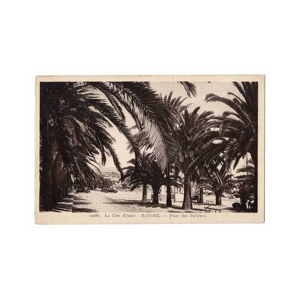 Postal Francia. La Côte d'Azur. Bandol. Place des Palmiers. Nº 12986