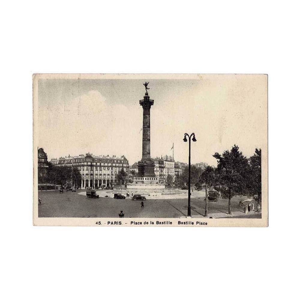 Postal Francia. Paris. Place de la Bastille. Nº 45