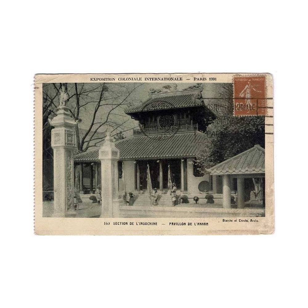 Postal de Francia. Exposition Coloniale Internationale Paris 1931. Indochine. Pavillon de l'Annam Nº 140