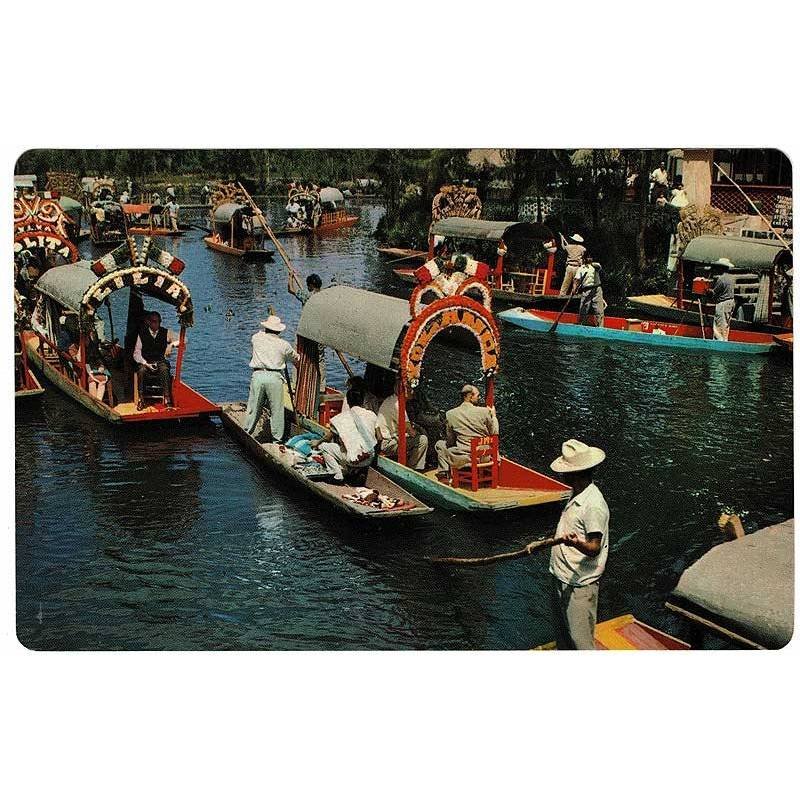 Postal gigante México. Xochimilco. Trajineras decoradas. G56