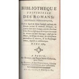Bibliotheque Universelle des Romans, 1784