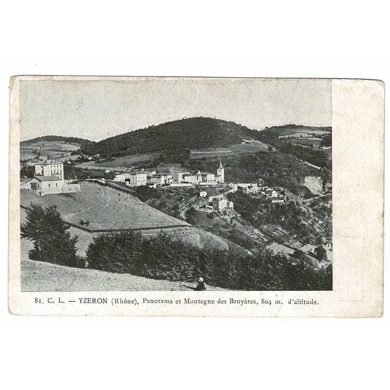 Postal Francia. Yzeron (Rhone). Panorama et Montagne des Bruyeres No. 81