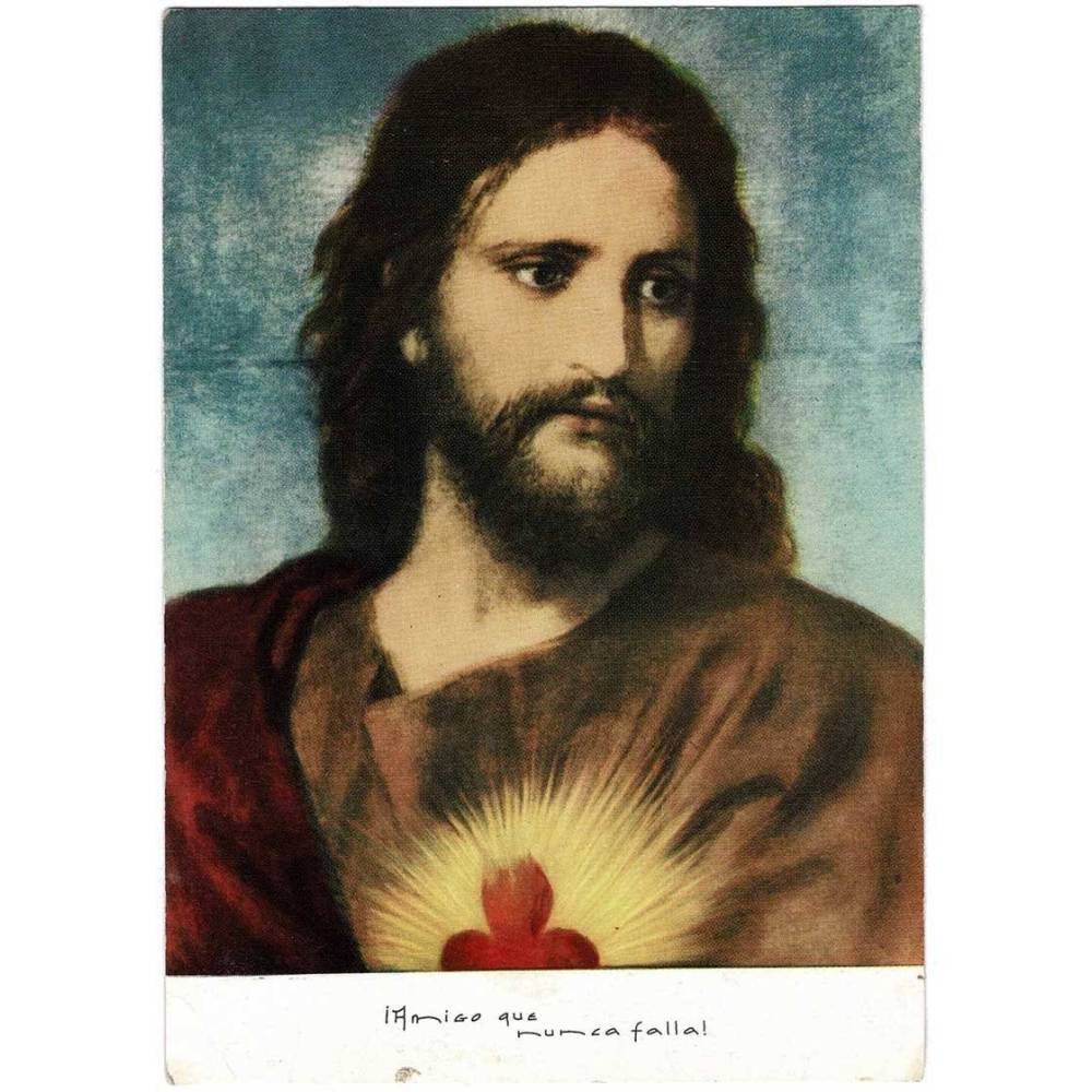 Postal Corazón de Jesús. Amigo que nunca falla