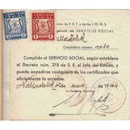 Servicio Social. Historial de los trabajos. Falange Española Tradicionalista y de las J.O.N.S.