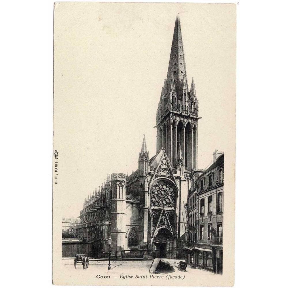 Postal Francia. Caen. Eglise Saint-Pierre (façade)