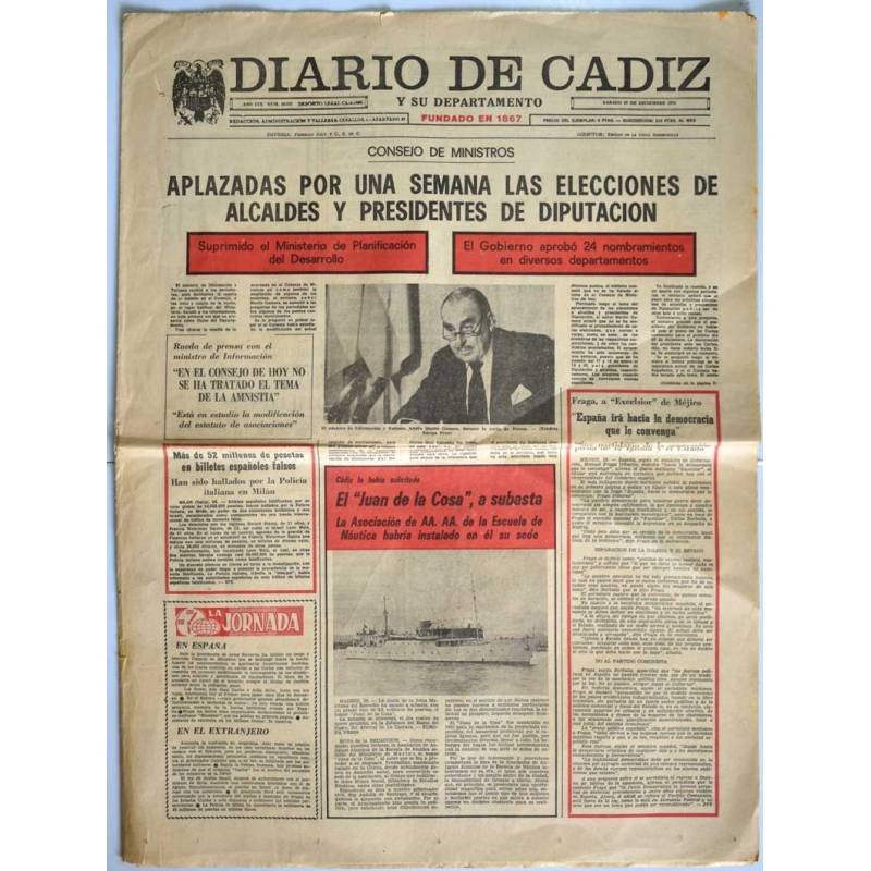 Diario de Cádiz, sábado 27 de diciembre de 1975. Consejo de Ministros