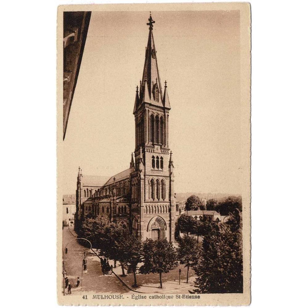 Postal Francia. Mulhouse. Eglise catholique St. Etienne Nº 41