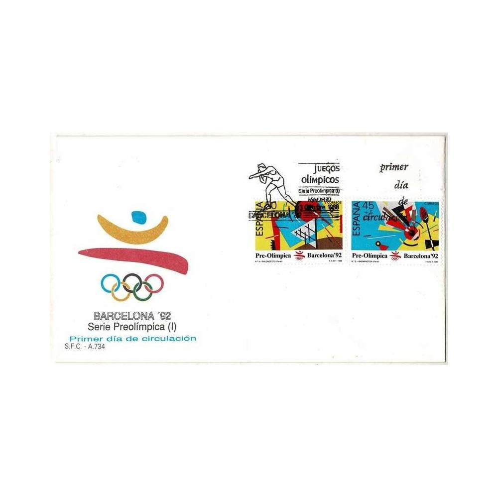 Sobre Primer Día SPD/FDC España. Barcelona 92. Serie Preolímpica (I)