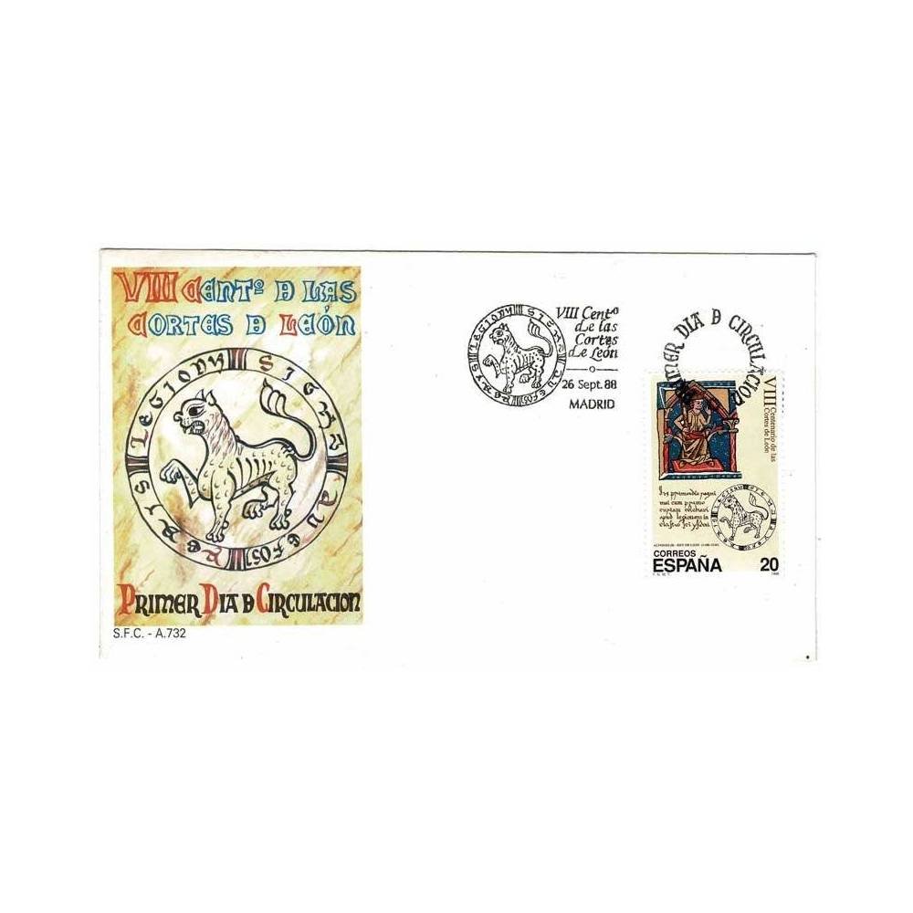 Sobre Primer Día SPD/FDC España. VIII Centenario de las Cortes de León 1988