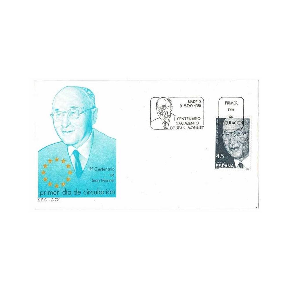Sobre Primer Día SPD/FDC I Centenario Jean Monnet 1988