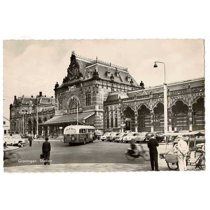 Postal Paises Bajos. Groningen. Station. 1961 (Estación de tren)