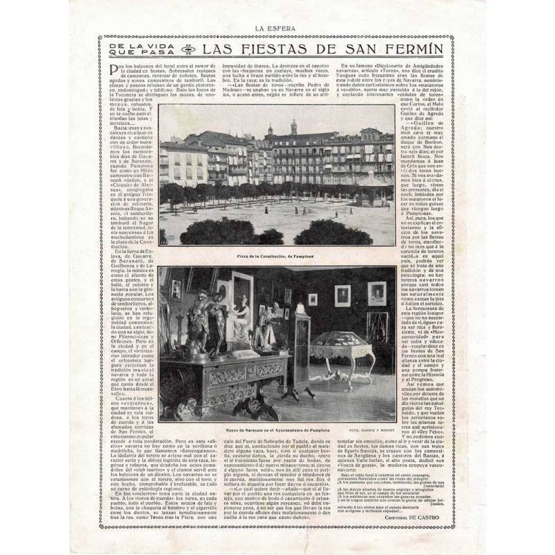 Recorte Revista La Esfera 1916. Las fiestas de San Fermín